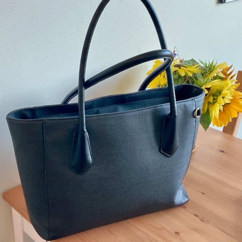 Dagne Dover onyx black legend canvas signature tote
